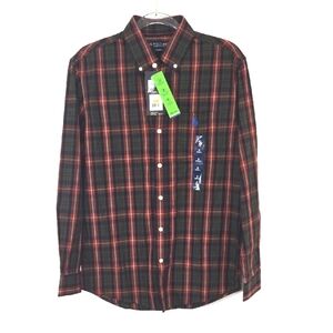 *NWT* U.S. Polo Assn. Button-Down Plaid Green/Burnt Orange/Tan/Blue Shirt, S
